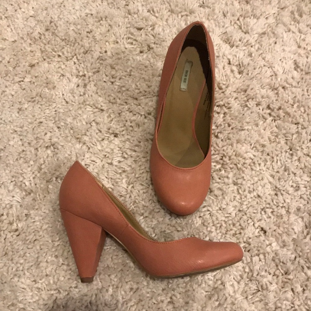 Kimchi Blue cone block heel pumps in Peach